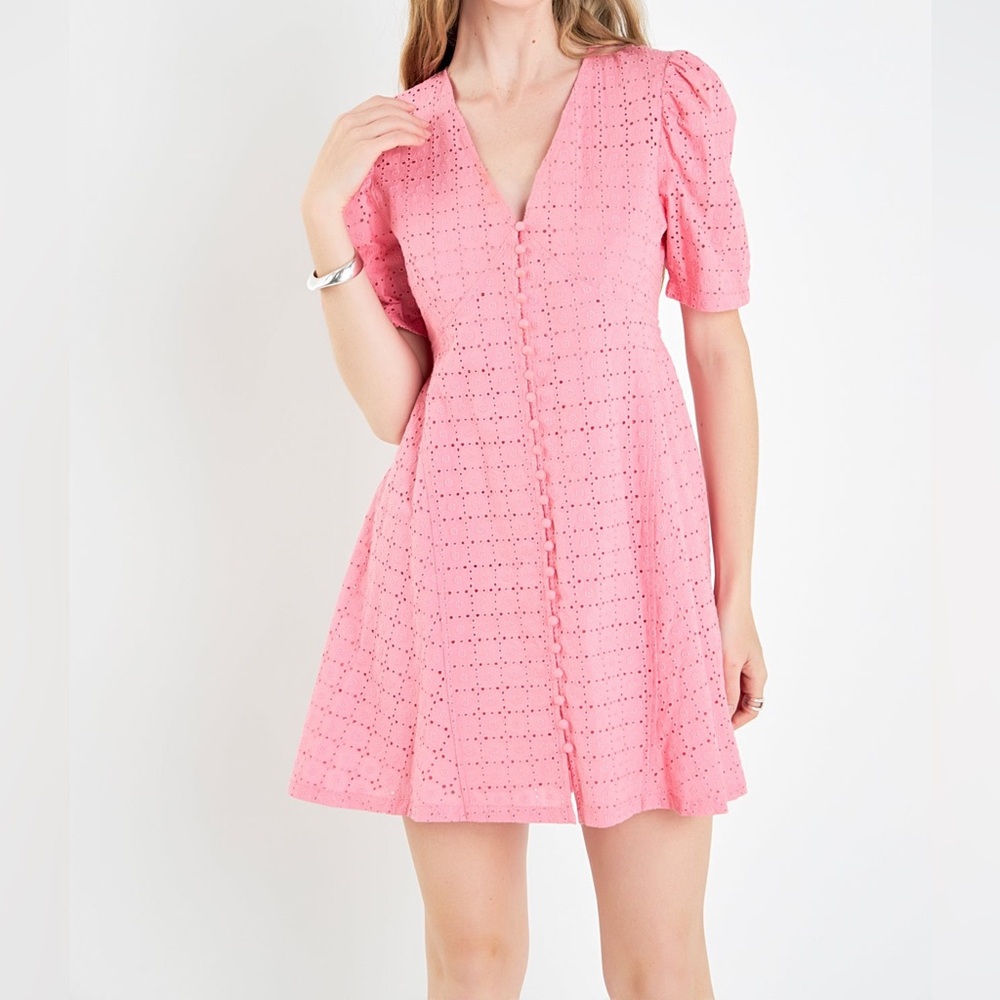 NWT English Factory Broderie Lace Dress in Pink Size Medium